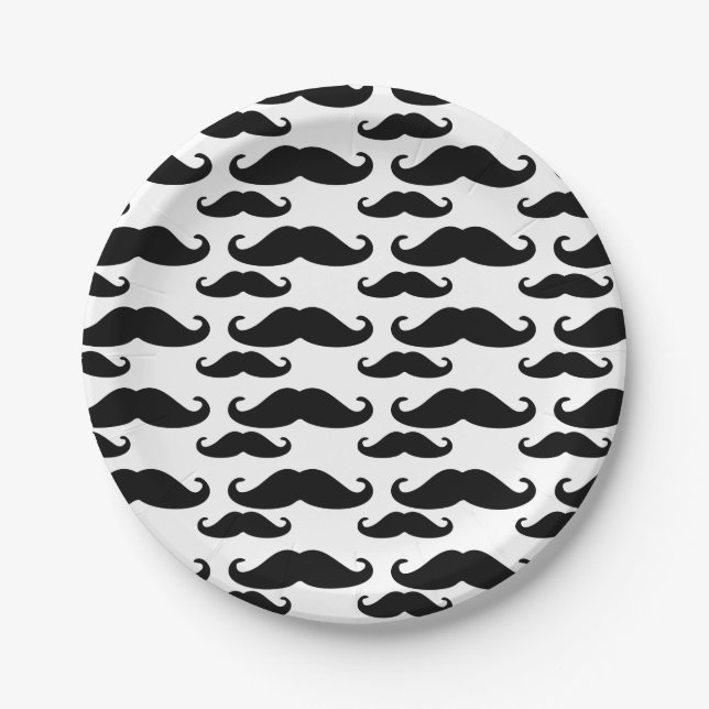 Moustache Print Small Cake Paper Plates (Front)