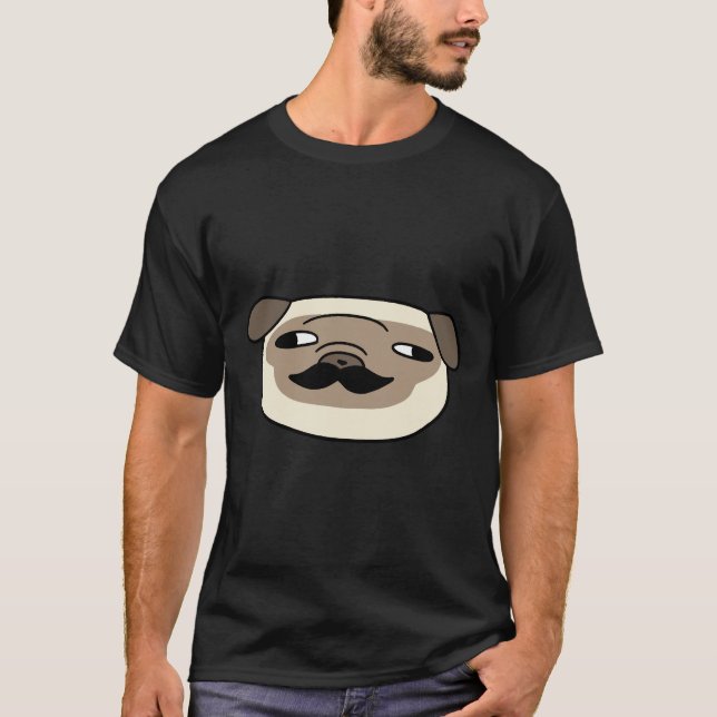Moustache Pug Face 28 T-Shirt (Front)