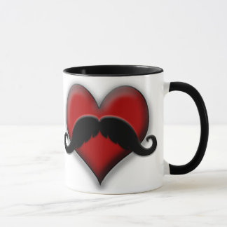 Moustache Red Heart Mug