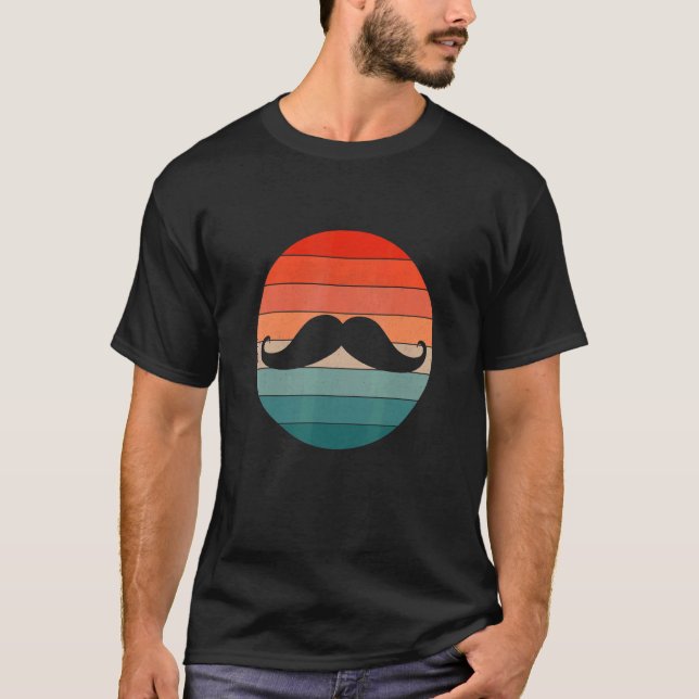 Moustache Retro Style Vintage T-Shirt (Front)