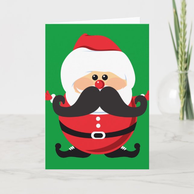 Moustache Santa Claus Holiday Card (Front)