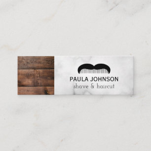 Moustache Shave and Haircut Barber Wood Trim Mini Business Card