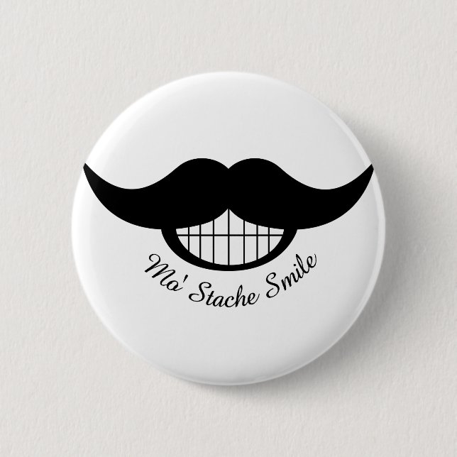 Moustache Smile 6 Cm Round Badge (Front)