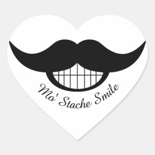 Moustache Smile Heart Sticker