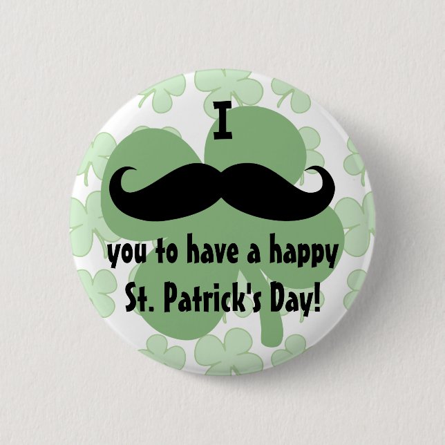 Moustache St. Patrick's Day Pin (Front)