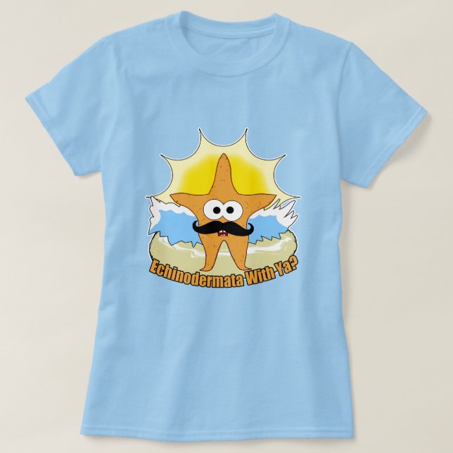Moustache Starfish Echinodermata T-Shirt (Design Front)