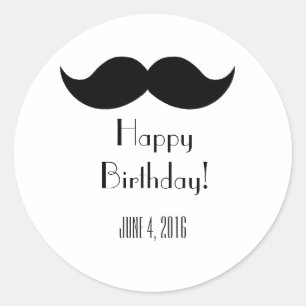 Moustache stickers- Customise Classic Round Sticker