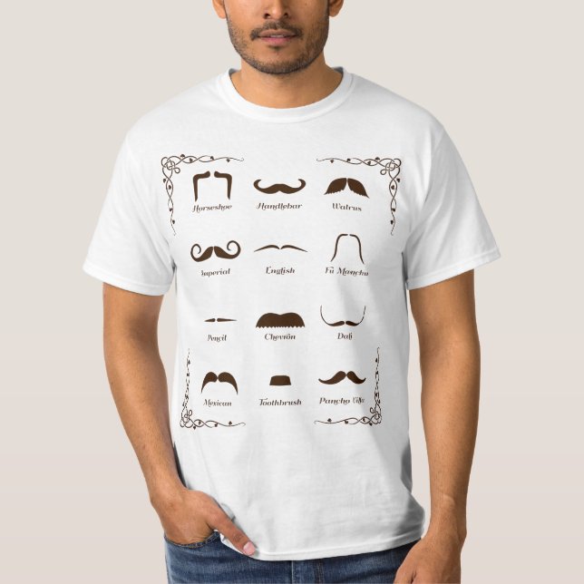 Moustache Style Identification Chart T-Shirt (Front)
