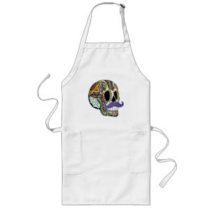 Moustache Sugar Skull (Colour) Apron