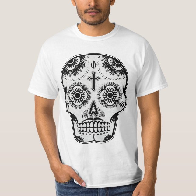Moustache sugar skull T-Shirt (Front)