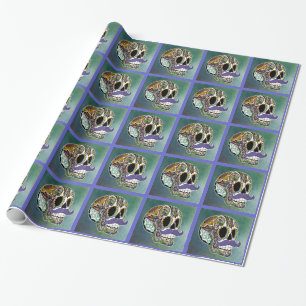 Moustache Sugar Skull Wrapping Paper