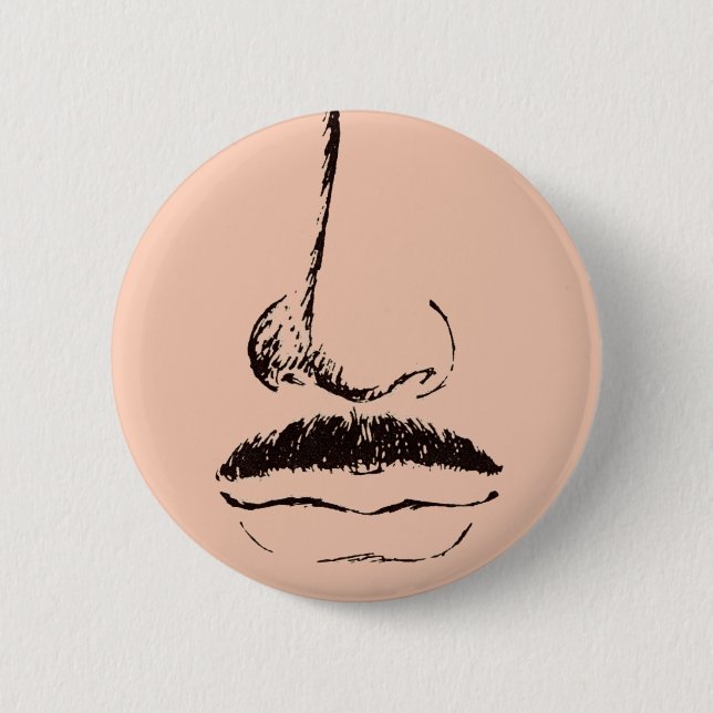Moustache Surrealist Pinback 6 Cm Round Badge (Front)