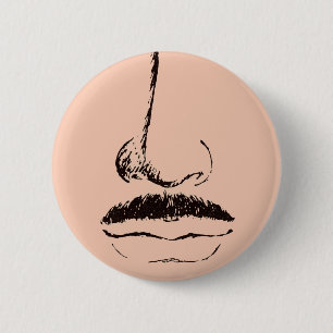 Moustache Surrealist Pinback 6 Cm Round Badge