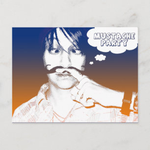 moustache theme party : comic staches invitation postcard
