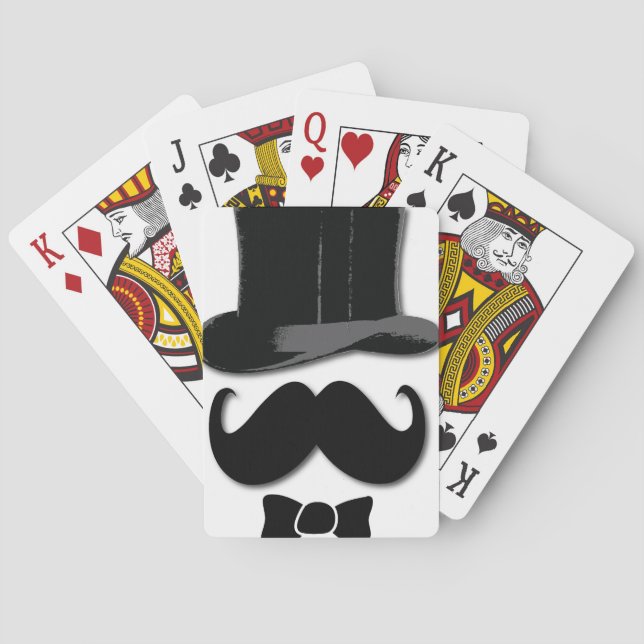 Moustache, top hat and bow tie playing cards (Back)
