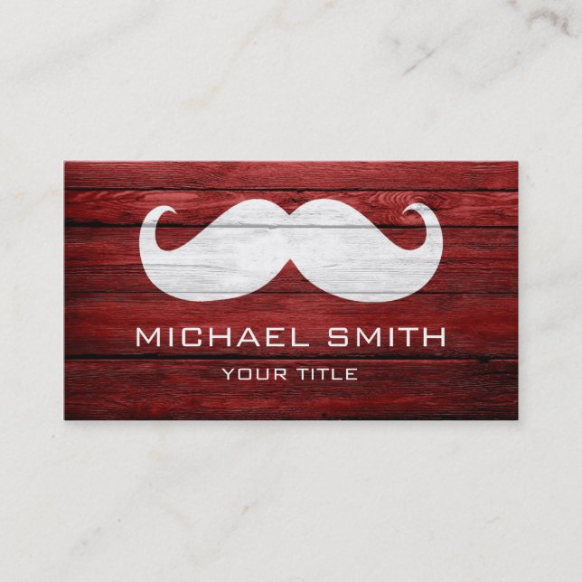 Moustache Vintage Wood Business Card (Front)