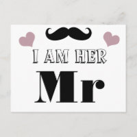 Moustache Wedding Photo Prop I am Her Mr.