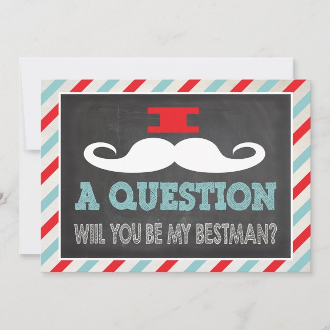 Moustache Will you be my Best man? Invitation (Front)