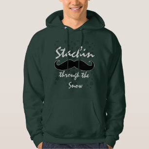 Moustache Winter Snow Snowflakes Funny Fun Holiday Hoodie