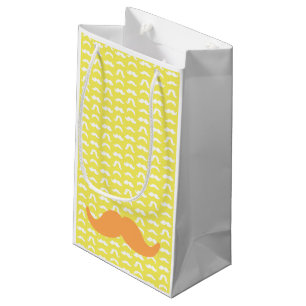 Moustache Yellow White Orange Him Hipster Small Gift Bag