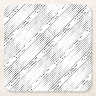 Moustache You A Question Mod Stripe Square Paper Coaster