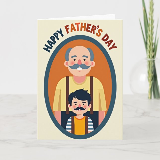 Moustached Fathers Day Art Card (Front)