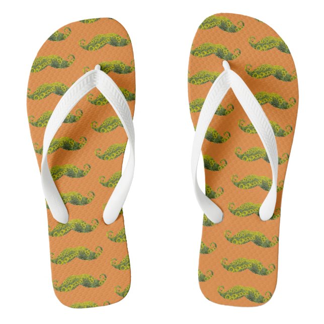 Moustaches Abstract Custom Adult, Wide Straps Jandals (Footbed)