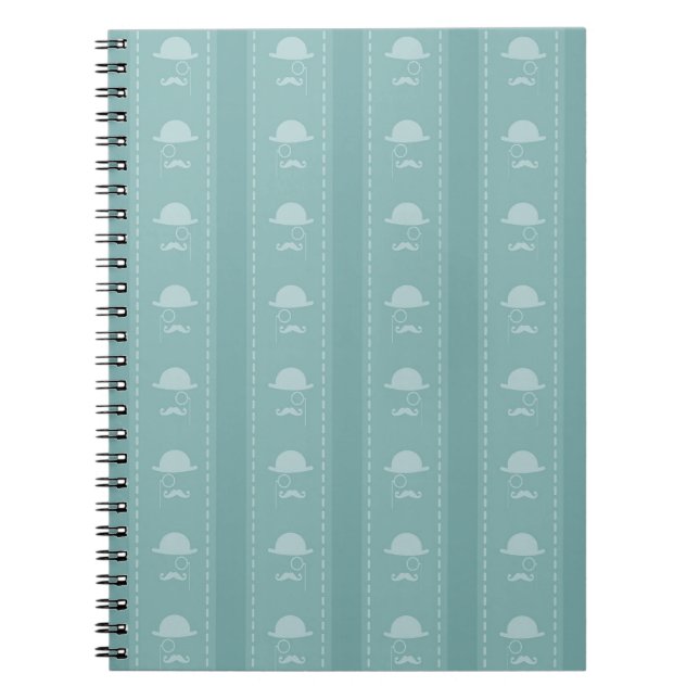 Moustaches and Hats Spiral Notebook (Front)