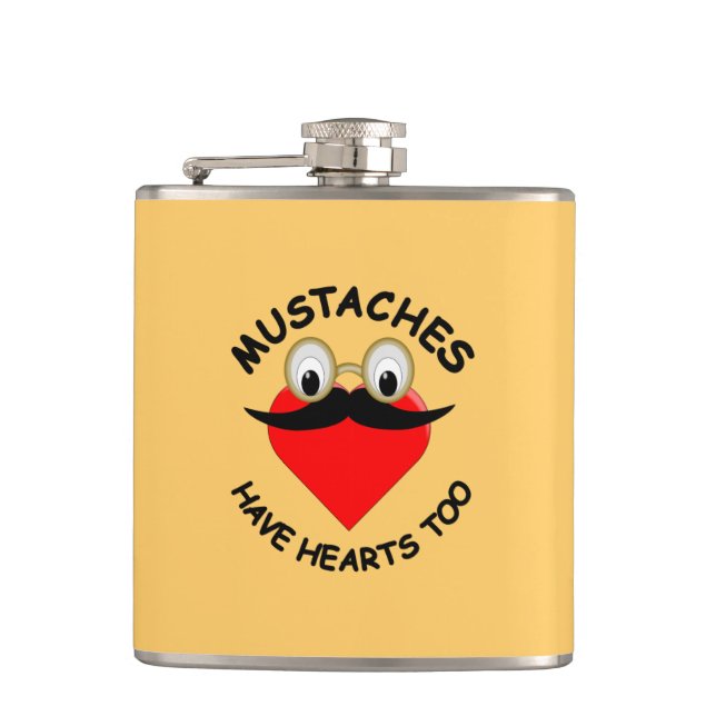 Moustaches Have Hearts Too Hip Flask (Front)