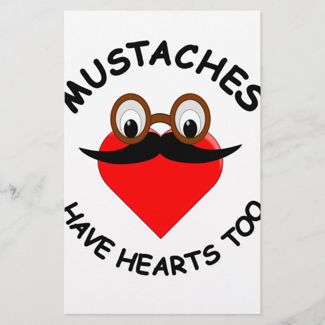 Moustaches Have Hearts Too Stationery (Front)