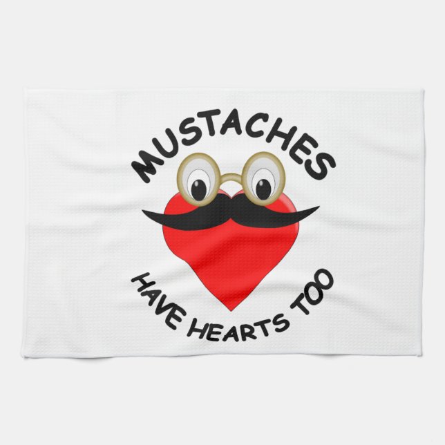 Moustaches Have Hearts Too Tea Towel (Horizontal)