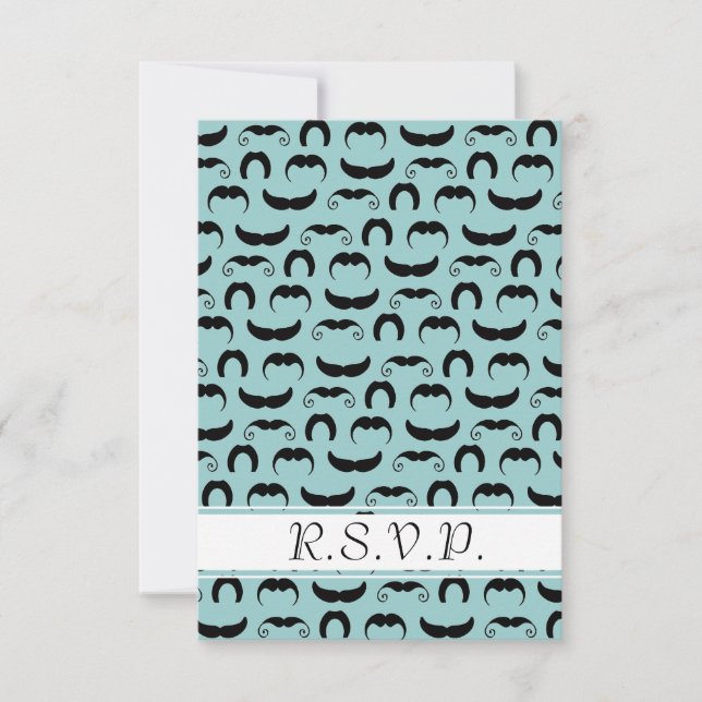 Moustaches R.S.V.P. Blue RSVP Card (Front)