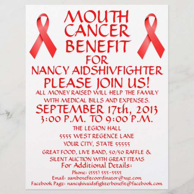 Mouth Cancer Benefit Flyer (Front)
