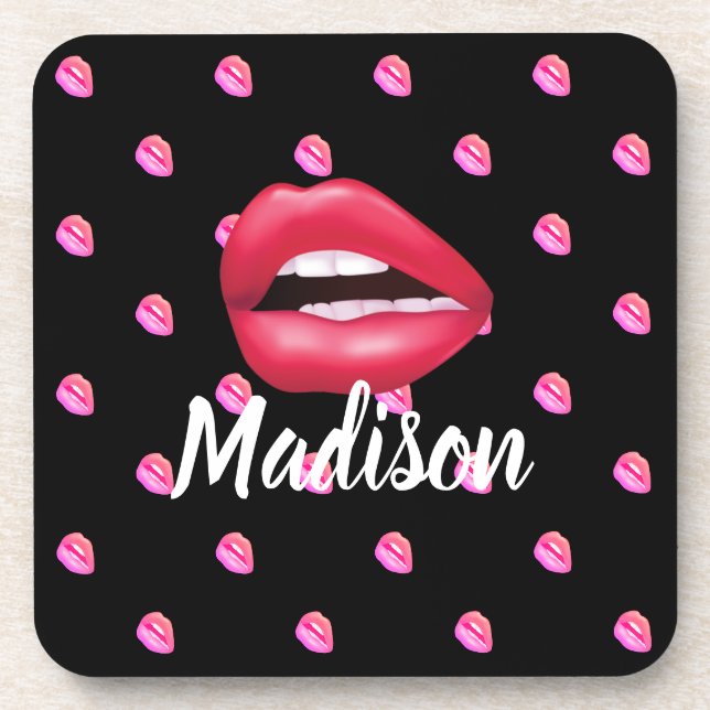 Mouth Lipstick Makeup Beauty Custom Personalised Coaster (Front)