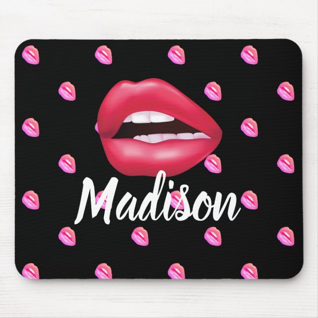 Mouth Lipstick Makeup Beauty Custom Personalised Mouse Pad (Front)