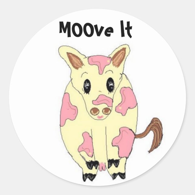 Move It Funny Cow Classic Round Sticker (Front)
