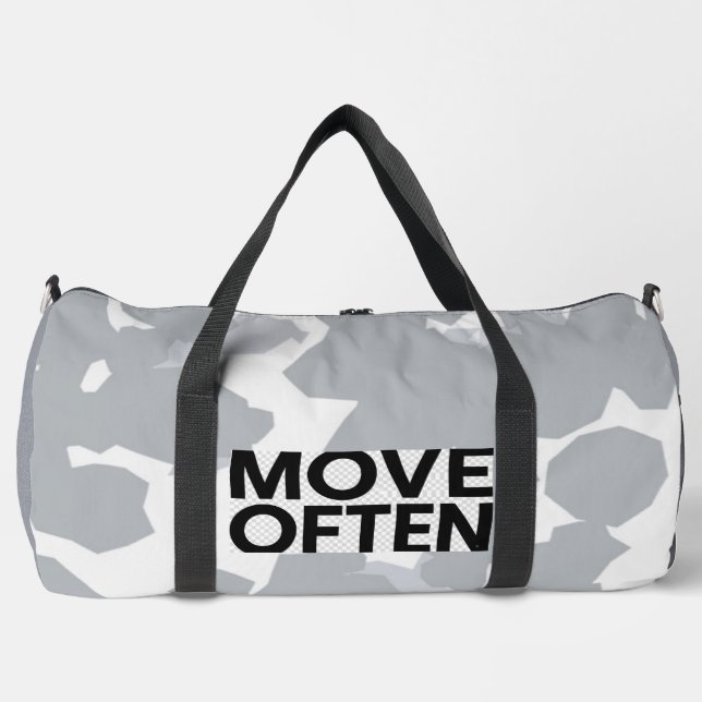 "Move Often Camo Duffel" Duffle Bag (Front)