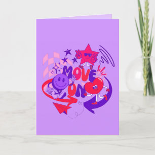 "Move On" Groovy Retro Colorful Saying Card