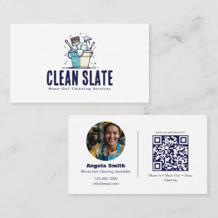 Move-Out Cleaning Service Photo QR Code Business Card