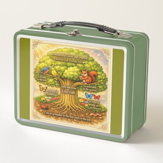 move throughout the day steadily inducing joy metal lunch box (Front)