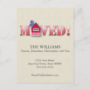 Moved Announcement (Red) Postcard