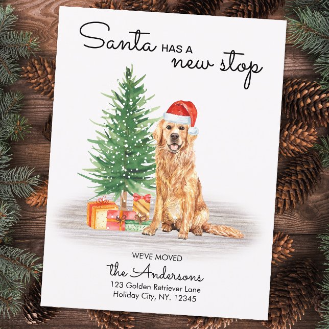 Moved Golden Retriever Dog Holiday Moving Card (Creator Uploaded)