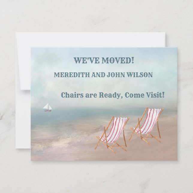 Moved Watercolor Beach Flat Move Announcement Card (Front)
