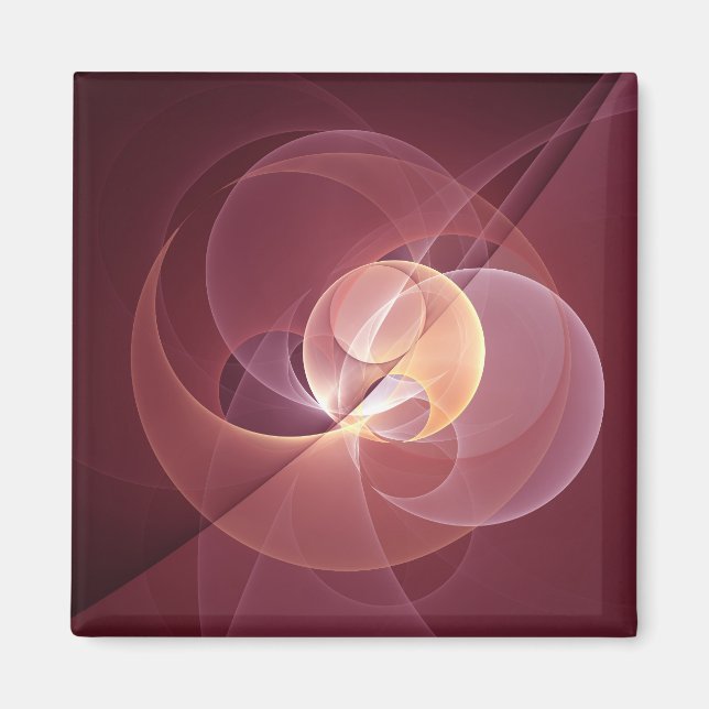Movement Abstract Modern Wine Red Pink Fractal Art Magnet (Front)