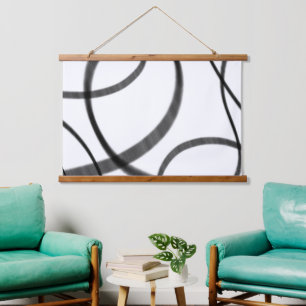 Movement in Black and White Hanging Tapestry