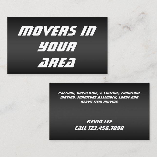 Movers Transportation Business Card (Front/Back)