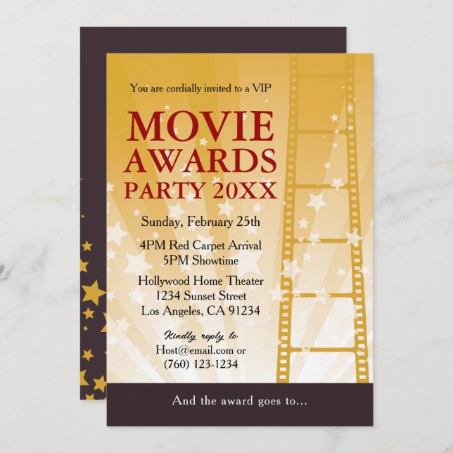 Movie Awards Party Invitation (Front/Back)