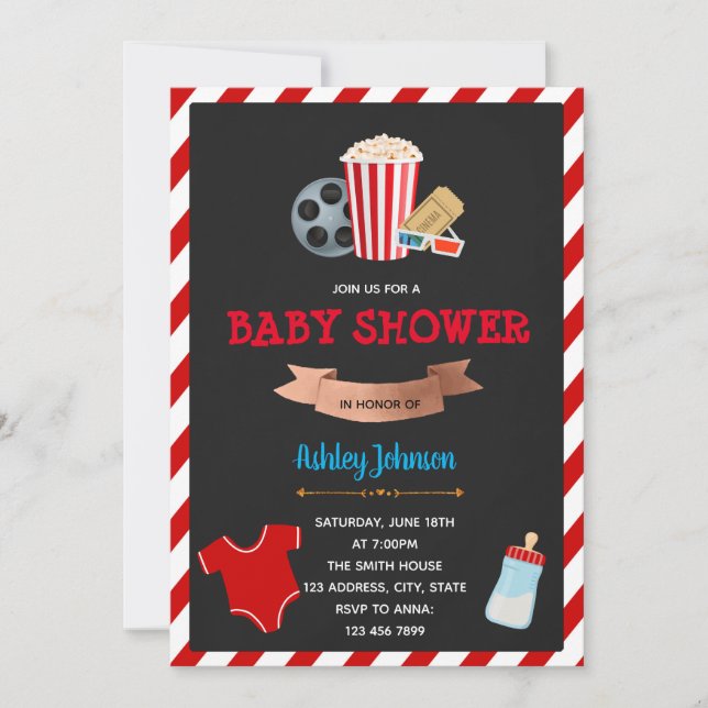 Movie baby shower theme invitation (Front)