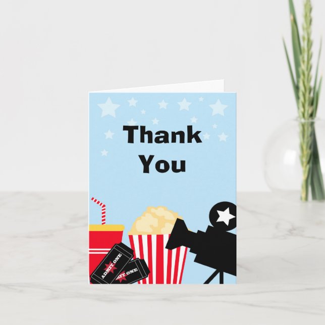 Movie Birthday Party Thank You Card (Front)