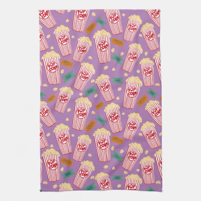 Movie Buffs Popcorn and Film Night Tea Towel (Vertical)